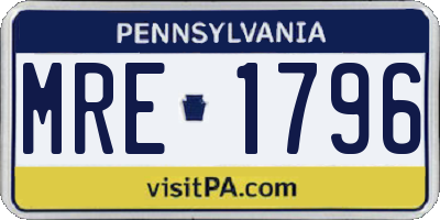 PA license plate MRE1796