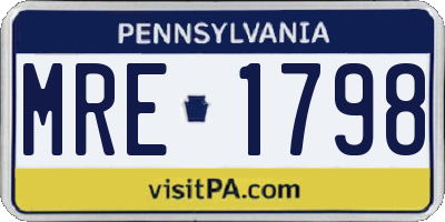 PA license plate MRE1798