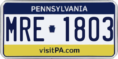PA license plate MRE1803