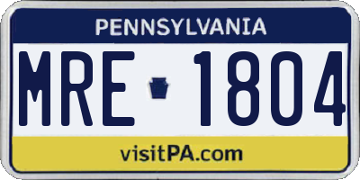 PA license plate MRE1804