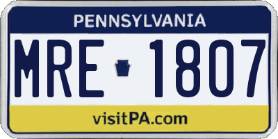 PA license plate MRE1807