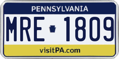 PA license plate MRE1809