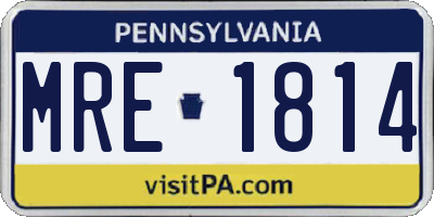 PA license plate MRE1814