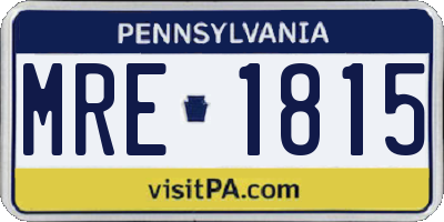 PA license plate MRE1815