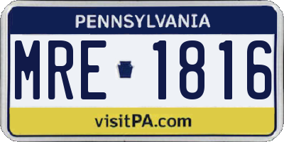 PA license plate MRE1816