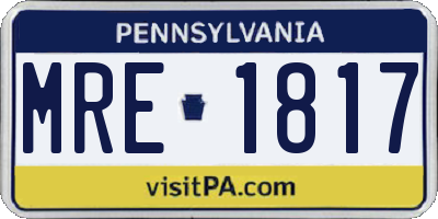 PA license plate MRE1817