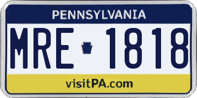 PA license plate MRE1818