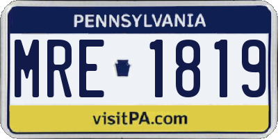 PA license plate MRE1819