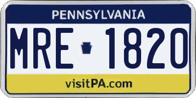 PA license plate MRE1820