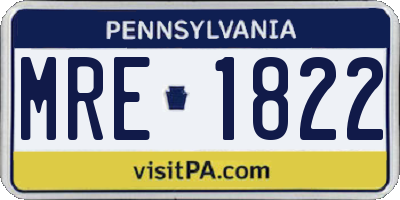 PA license plate MRE1822
