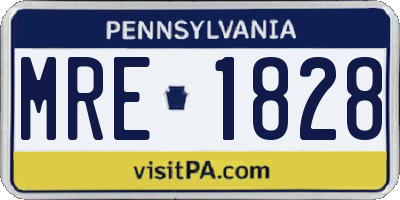 PA license plate MRE1828