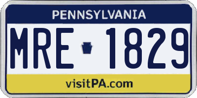 PA license plate MRE1829