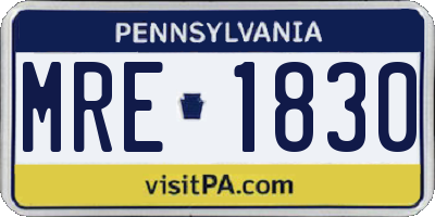 PA license plate MRE1830