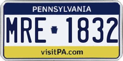 PA license plate MRE1832