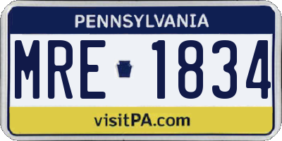 PA license plate MRE1834