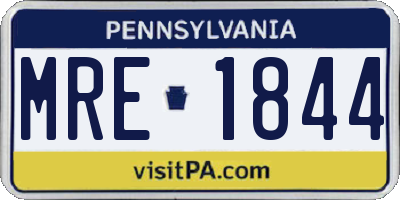 PA license plate MRE1844