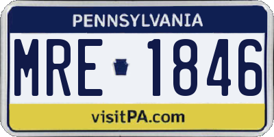 PA license plate MRE1846