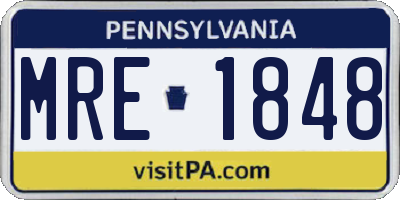 PA license plate MRE1848