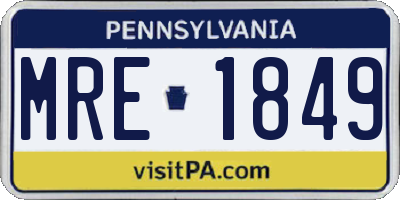 PA license plate MRE1849