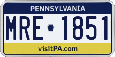 PA license plate MRE1851