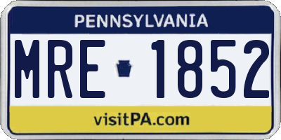 PA license plate MRE1852