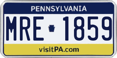 PA license plate MRE1859