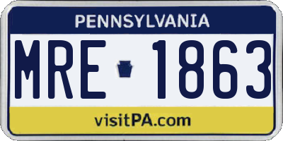 PA license plate MRE1863