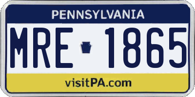 PA license plate MRE1865