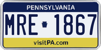 PA license plate MRE1867
