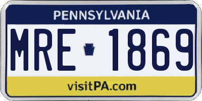 PA license plate MRE1869