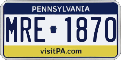 PA license plate MRE1870