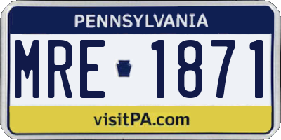 PA license plate MRE1871