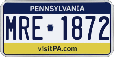 PA license plate MRE1872