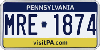 PA license plate MRE1874
