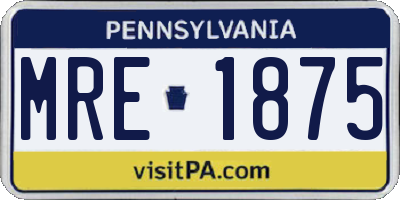 PA license plate MRE1875