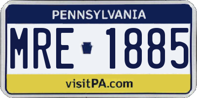 PA license plate MRE1885