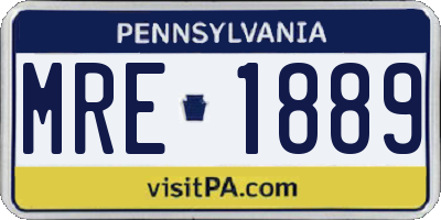 PA license plate MRE1889