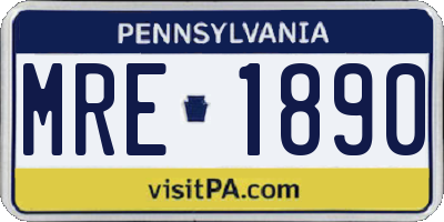 PA license plate MRE1890