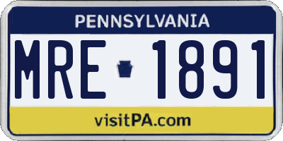 PA license plate MRE1891