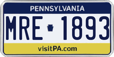 PA license plate MRE1893