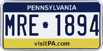 PA license plate MRE1894