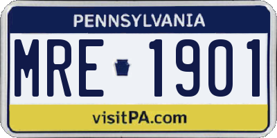 PA license plate MRE1901