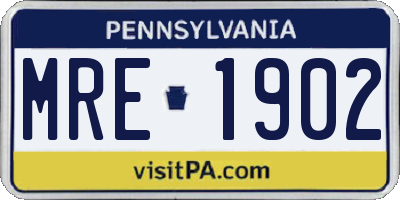 PA license plate MRE1902