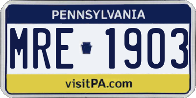 PA license plate MRE1903