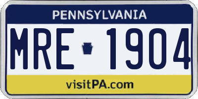 PA license plate MRE1904