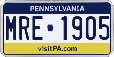 PA license plate MRE1905