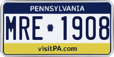 PA license plate MRE1908