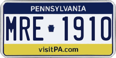 PA license plate MRE1910