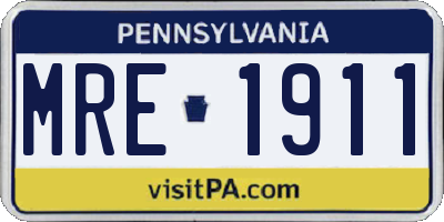 PA license plate MRE1911
