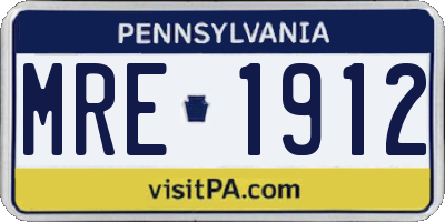 PA license plate MRE1912